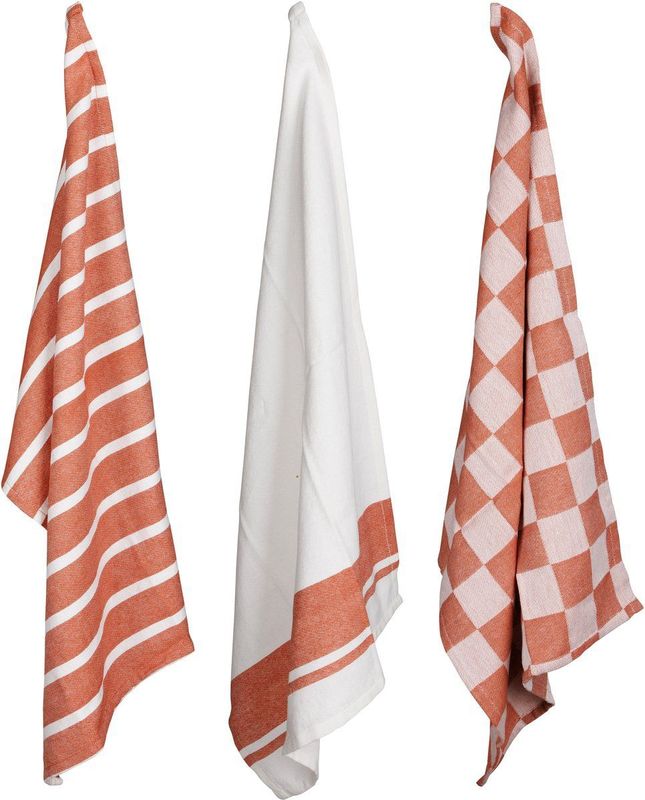 Cosy Trendy - Theedoeken Stoff - Roest - 50 x 70 cm - Set van 3