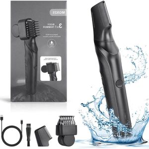 3-in-1 Bodygroomer Mannen - Body Trimmer Heren - Nat & Droog Trimmen - Draadloze Baardtrimmer - Waterdicht Scheerapparaat Geschikt voor Lichaam / Baard / Intieme Delen – Trimmer Schaamstreek - Multigroomer Tondeuse