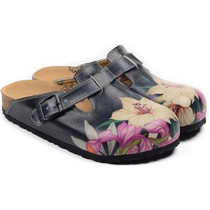 Goby - Elegant Bloom Dames Clogs - Handgemaakt - Bloemenprint - Maat 35