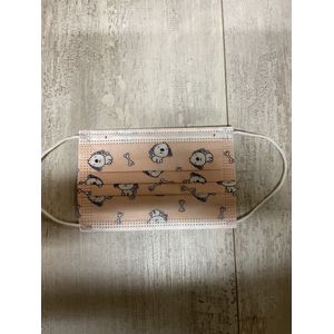 50 stuks - Licht Oranje - Thema Honden & Botten - Kinder Mondkapjes wegwerp 3 Laags - Niet Medisch