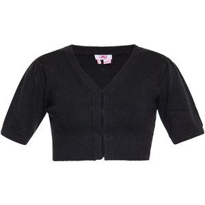 MYMO - Gebreid Vest - Zwart - Overcut Schouder - Lange Mouw