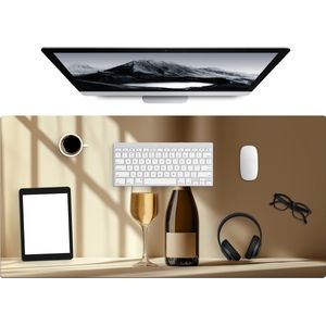 Bureau onderlegger 100x50 cm - Champagne - Beige - Schaduw - Bubbels - Muismat XXL - Bureau mat - Muismatten groot