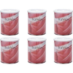 ItalWax Rose Warm Wax 800 ml - Doos met 6 Blikjes - Perfect voor Harsen en Ontharen
