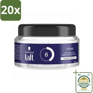 20 x Taft - Titane 6 - Styling Gel - Krachtige styling - 250 ml - Grootverpakking - Krachtige Styling - Vochtbestendige Fixatie - Titanium Hold - Kort Kapsel - Herstel Van Haar