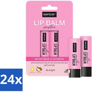 Sence - Moisturise & Nourish - Lippenbalsem Duo - Voedend - 2 x 4,3 g - Voordeelverpakking - 24 stuks