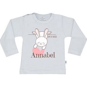 Baby T Shirt - Gepersonaliseerd - Cadeau - Naam Geboortedatum - Wit - 86