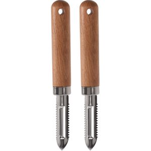 Excellent Houseware - Schilmessen - Zilver - 18 cm - 2 Stuks - RVS Houten Handvat