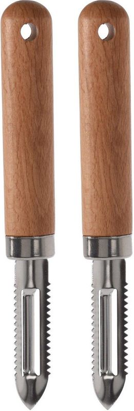 Excellent Houseware - Schilmessen - Zilver - 18 cm - 2 Stuks - RVS Houten Handvat