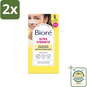 Bioré – Ultra Diep Reinigende Poriestrips – Poriestrips – 6 strips - Voordeelverpakking - 2 stuks - Diepe reiniging - Huid reinigen