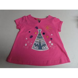 T shirt met lange mouwen - Meisje - Donker roze - Bloem - 6 maand 68