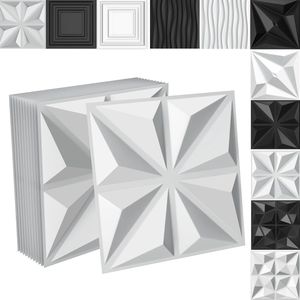 3D PVC wandpanelen 12 stuks van 50 x 50 cm, 3D plaktegels - Tegelsticker - Prisma Wit