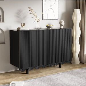 J&R Dressoir - Kast - Dressoir kast - Opbergkast - Druppel gevormde deuren - Zwart