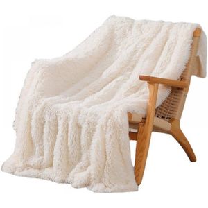 JeiibrZui - Imitatiebont Deken - Wit - Dubbelzijdige Plaid - 80 x 120 cm