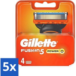 5 x Gillette - Fusion 5 Power - Langdurige scherpte - 4 Navulscheermesjes - Langdurige Scherpte - Precisietrimmer - Anti-frictiemesjes - Scheerapparaat - Scheerbeurt