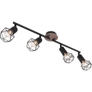 Globo  - Plafondlamp Modern interieur - Zwart  - H:21.5cm - E14 - Voor Binnen - Metaal - Plafondlampen - Slaapkamer - Kinderkamer - Woonkamer - Plafonnieres