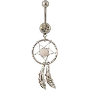 Fako Bijoux® - Navelpiercing - Dreamcatcher - Wit
