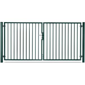 Gegalvaniseerd Stalen hek - Tuinpoort - Met spijlen - Doorgang 4m - Hoogte 1m20 - Groen