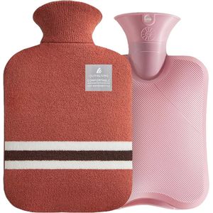 Warmwaterkruik met Gestreepte Hoes - 2 Liter voor Pijnverlichting en Warmte Therapieën