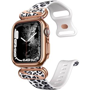 Supcase Bandje Geschikt voor Apple Watch 44/45mm/Ultra - Cosmo Luxe Case - Panterprint Wit