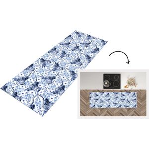 Keukenloper - Delfts Blauw - Schotse Hooglander - Dieren - 150x50 cm - Vinyl