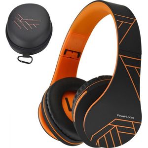 PowerLocus P2 - Draadloze Over-Ear Koptelefoon Inklapbaar - Bluetooth Hoofdtelefoon - Met microfoon – Headphone - Micro SD mode – Incl. Carry Case – Oranje