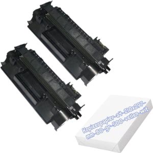 KATRIZ® huismerk toner CE505A/CF280A (2stuks)+ Kopieerpapier-A4-80GR-500vellen-wit| Geschikt voor HP Laserjet P2035/P2035n,P2055D/2055DN/2055X/ HP LaserJet Pro 400 M401a, 400 M401d, 400 M401dn, 400 M401dw, 400 M401n, 400 M425dn MFP, 400 M425dw MFP