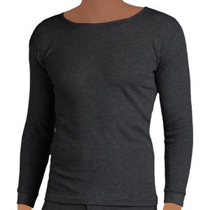 Heren thermo shirt met lange mouw en ronde hals Antraciet - maat L