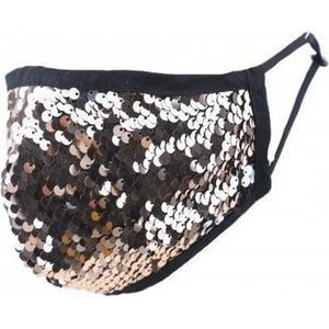 Mondkapje Paillets Taupe-OudRoze