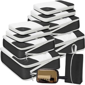 10 stuks Compressiezakken voor kofferorganizer - Reisverpakkingskubussen - Kofferbagage reisorganizer - Opbergtassenset Koffer Organizer