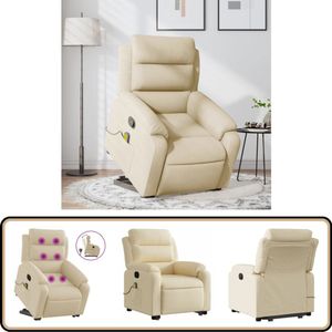 vidaXL Sta-op-massagestoel crèmekleurig verstelbaar Stapelsstoel - Massageruimtelijke Meubilair - Elektrisch Bedienbare Stoel - Ergonomische Stoel - Relaxfauteuil