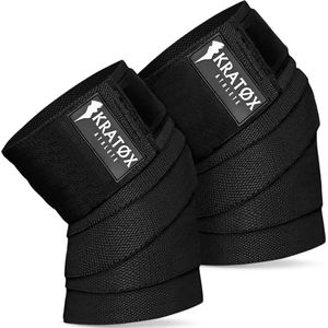KRATØX 2 Stuks Knee wraps - Knie Wraps - Powerlifting - Kniebraces - Kniebandage - Knie bescherming krachttraining - Zwart
