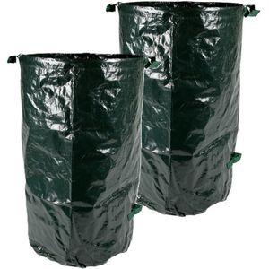 Benson Tuinafvalzak - 2x - opvouwbaar - groot formaat - groen - 110 liter - bladeren opruimen