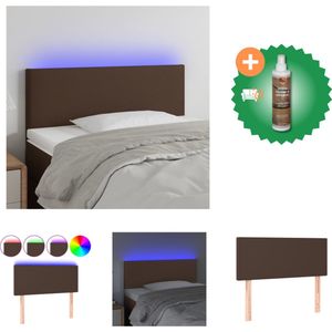 vidaXL Hoofdbord LED 80x5x78/88 cm kunstleer bruin - Bedonderdeel - Inclusief Houtreiniger en verfrisser