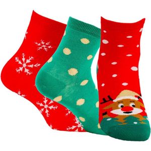 Wola kerstsokken – Kerstcadeau - Drie verschillende patronen - 3 paar – maat 39-41 cm