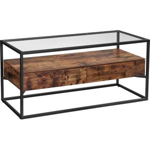 Nancy's Riverton TV Meubel - TV Tafel - Lowboard - Glazen Tafel - Dressoir - Tot 55 Inch - Industrieel - Bruin - Zwart - 120 x 40 x 50 cm