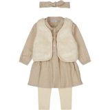 Dirkje - Babypakje - Taupe - 3-delige Set met Jurk, Vest en Legging