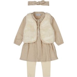 Dirkje - Babypakje - Taupe - 3-delige Set met Jurk, Vest en Legging