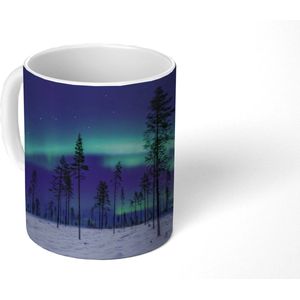 Mok - Koffiemok - Een bijzondere ring van het noorderlicht in het Lapland - Mokken - 350 ML - Beker - Koffiemokken - Theemok
