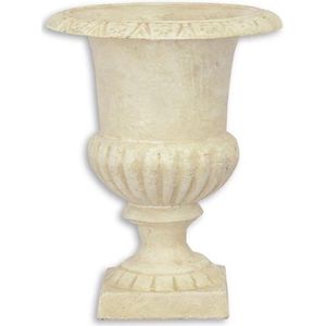 Franse vaas - urn - antiek - wit - gietijzer - 21,8x17cm - tuin - decoratie