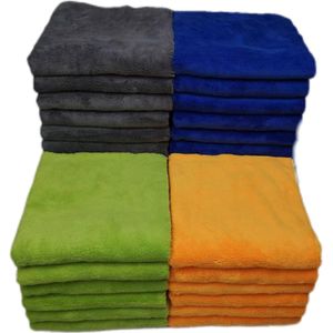 Pluche Microvezel Handdoeken, Randloos voor Auto's, Droogwrijven, Wassen, Polijsten en Poetsen, 550 GSM, Pak van 6, 16 x 16 Inch (4 Kleuren)