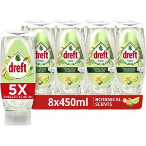 Dreft Natuurlijke Geur Afwasmiddel - Bergamot & Gember - Ondersteboven Fles - 8 x 450 ml