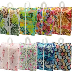 Waterdichte en stofdichte reisschoenhoezen met ritssluiting - Set van 8 tropische motieven 3 schoenentassen