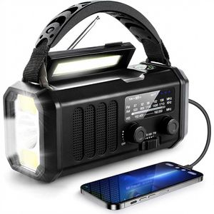 NAXSIR Noodradio solar opwindbaar -powerbank zonneenergie - 10000mah - Zaklamp oplaadbaar - noodpakket - SOS Knop