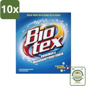10 x Biotex - Voorwas & Waskrachtversterker - Waspoeder - Witte en Gekleurde Was - 50 Wasbeurten - Grootverpakking - Waspoeder - Voorwas - Wasmiddel - Vlekverwijdering - Kleding Reinigen