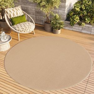 Tapiso Mono Rond Vloerkleed Beige Laagpolig Effen Tapijt Maat- 100x100