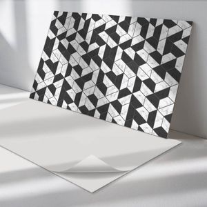 Wallfluent Vinyl Wandpaneel - Geometrisch 3D-patroon Zelfklevend Wandpaneel - 120 cm x 60 cm - Zwart en wit PVC wandpaneel - Set van 1 - Rechthoekig Wandbekleding Vinyl - Texturen Wandpaneel - PVC Muurpaneel - Wandpaneel Keuken en Badkamer