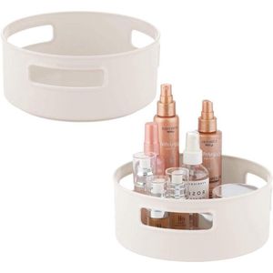 Draaiplateau voor lotions-make-up - carrousel/bergruimte voor cosmetica - medicijnen - badkamer-keuken - rond-met handvatten - Crème - per 2 stuks