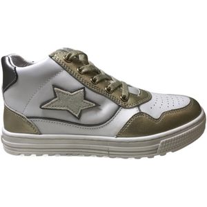 Naturino - Hess High 3 - mt 24 - Veter / rits hoge lederen sneakers - bling bling ster - wit/goud