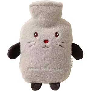 Zachte Pluche Warmwaterkruik met Verwarmende Hoes - 1 Liter - Lekvrij en Veilig voor Comfort en Pijnverlichting - Perfect Cadeau voor Winter