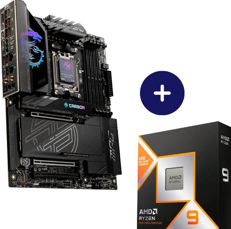 AMD - Ryzen 9 9950X3D - Processor - 16 Cores - MSI - MPG X870E CARBON WIFI - Moederbord